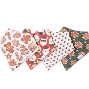 NWT Copper Pearl Bandana Drool Bibs SET of 4 ("Gingerbread" Christmas Patterns)